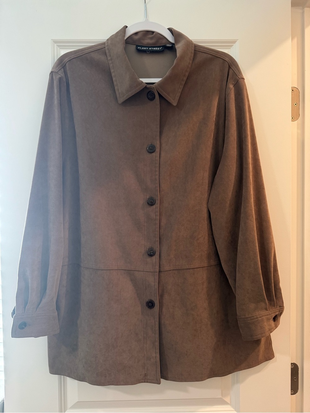 Suede Button-Front Brown Jacket
